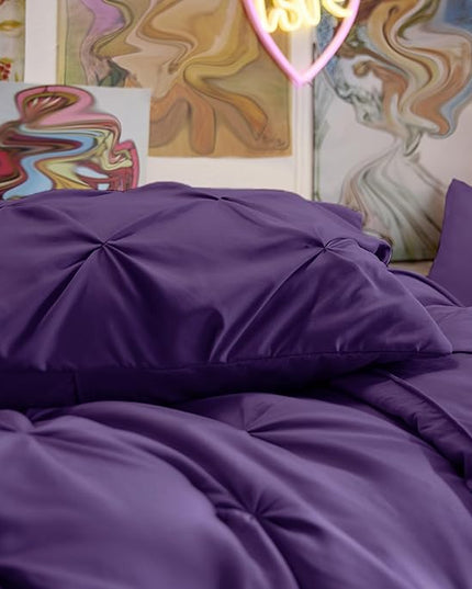 Bedsure Twin XL Comforter Set - Extra Long 5 Pieces Dorm Room Essentials, Pinch Pleat Bed in a Bag with Comforter, Sheets, Pillowcase & Sham - LeafyLoom