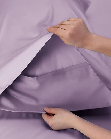 Bedsure Twin Sheets Set, Cooling Sheets Twin Size Bed Set, Rayon Derived from Bamboo, Twin Size Sheets, Breathable & Soft Bed Sheets, Hotel Luxury Silky Bedding Sheets & Pillowcases, Lilac - LeafyLoom