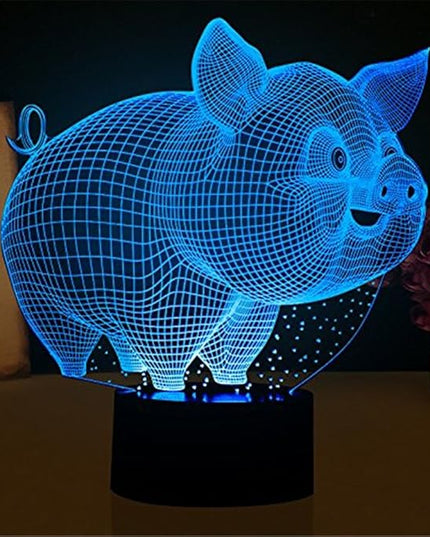 Pig Night Light 3D Illusion Lamp Touch 7 Color Changing Bed Room Decor Girl Kids Birthday Present Toys Pigs Gifts for Pig Lover Collection - LeafyLoom
