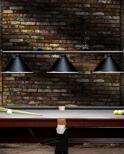 Wellmet 3 Light Pool Table Light, Vintage Retro Kitchen Island Pendant Light with Matte Black Shade, Modern Industrial Chandelier - LeafyLoom