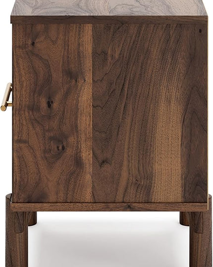 Signature Design by Ashley Calverson Modern 1 Drawer Nightstand with Open Cubby, Dark Brown - LeafyLoom