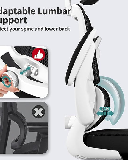 Ergonomic Office Chair Desk Chair, Gaming Chair, Computer Chair, Home Mesh Office Desk Chairs with Wheels,Comfortable Office Chair (Black&White) - LeafyLoom