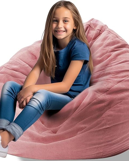 Stuffed Animal Bean Bag Storage Chair Cover for Kids Teens Adults (No Filler) Soft Washable Premium Corduroy Organizing Plush Toys Comfortable Organizer Keep Clutter with Premium Zipper Medium - LeafyLoom