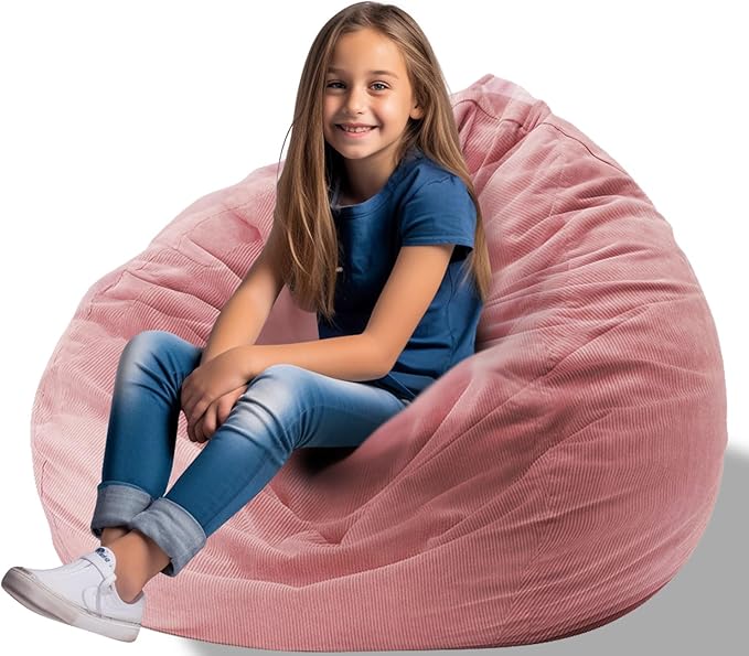 Stuffed Animal Bean Bag Storage Chair Cover for Kids Teens Adults (No Filler) Soft Washable Premium Corduroy Organizing Plush Toys Comfortable Organizer Keep Clutter with Premium Zipper Medium - LeafyLoom