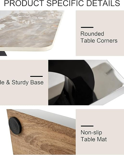 NicBex 63Inch Rectangular Dining Table,Modern Kitchen Table with Patterns Tabletop and MDF Material OC Shaped Bracket for 6 to 8,Large Dining Room Table for Kitchen,Meeting Room and Living Room,White - LeafyLoom