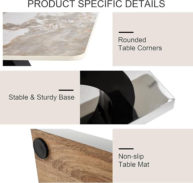 NicBex 63Inch Rectangular Dining Table,Modern Kitchen Table with Patterns Tabletop and MDF Material OC Shaped Bracket for 6 to 8,Large Dining Room Table for Kitchen,Meeting Room and Living Room,White - LeafyLoom