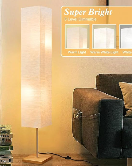 65" Floor Lamp for Living Room, 3 Way Dimmable Led Floor Lamp Column Floor Lamp Standing Lamp Corner Floor Lamp Modern Floor Lamp for Bedroom, Office& Living Room(Bulbs Included) - LeafyLoom