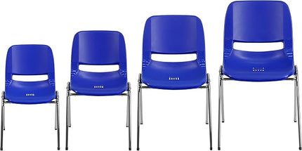Flash Furniture HERCULES Series 661 lb. Capacity Navy Ergonomic Shell Stack Chair with Chrome Frame and 16'' Seat Height - LeafyLoom