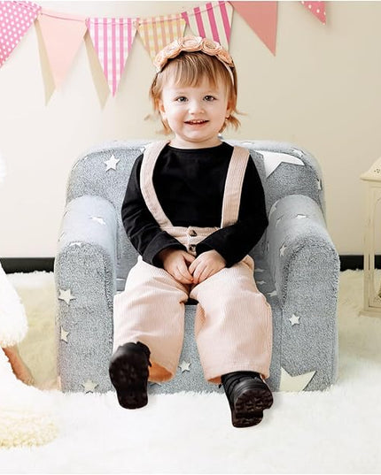 ALIMORDEN Kids Ultra-Soft Snuggle Foam Filled Chair, Single Cuddly Sherpa Reading Couch for Boys and Girls,Star - LeafyLoom