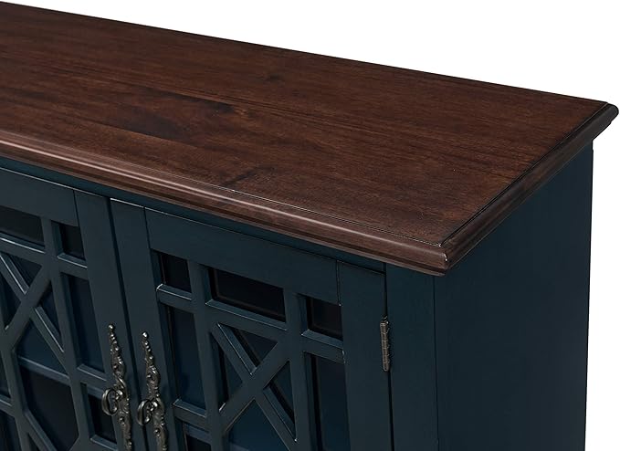 Martin Svensson Home Palisades TV Stand, 63" W x 35" H, Catalina Blue with Coffee Top - LeafyLoom