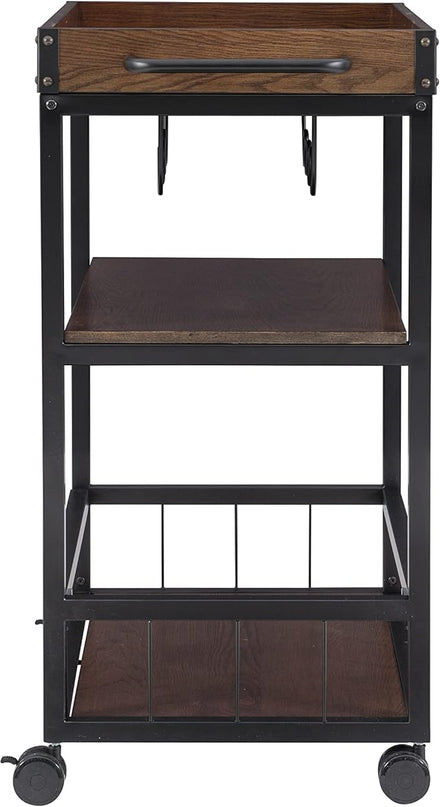 Linon Austin Kitchen Cart, 30.5"W x 18.13"D x 36.25"H, Black - LeafyLoom