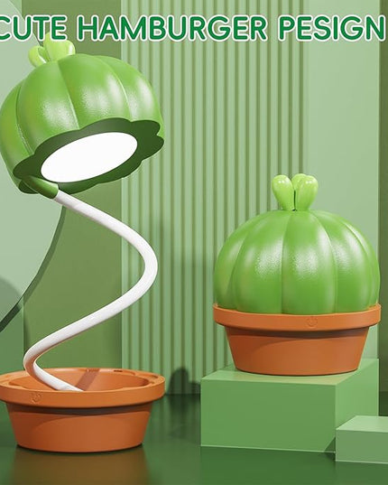 Cute Desk Lamp for Kids, Cactus Small Desk Lamps with Dimmable Touch,Rechargeable Kawaii Desk Lamp Nursery Night Lights, Desk Accessories Kawaii Room Decor for Kid Gifts (Green Cactus Lamp) - LeafyLoom