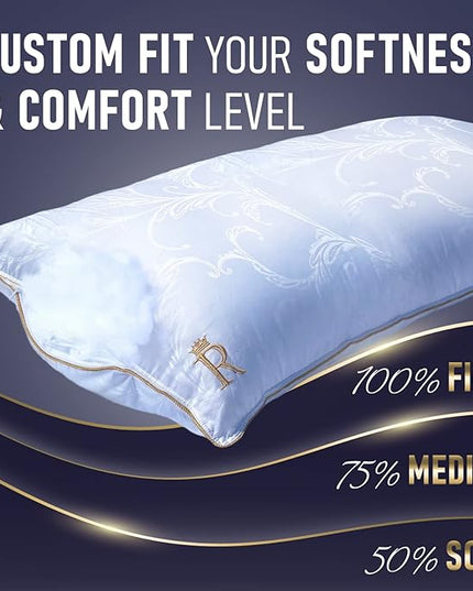 Royal Therapy Premium Adjustable Body Pillows Firm and Fluffy Pillow - Quality Plush Pillow Down Alternative Pillow - LeafyLoom