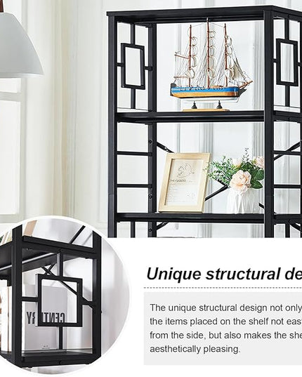 HOMISSUE Tall Bookshelf, Industrial 6-Tier Bookshelf with Unique Design, Open Bookshelves and Bookcases,Black - LeafyLoom