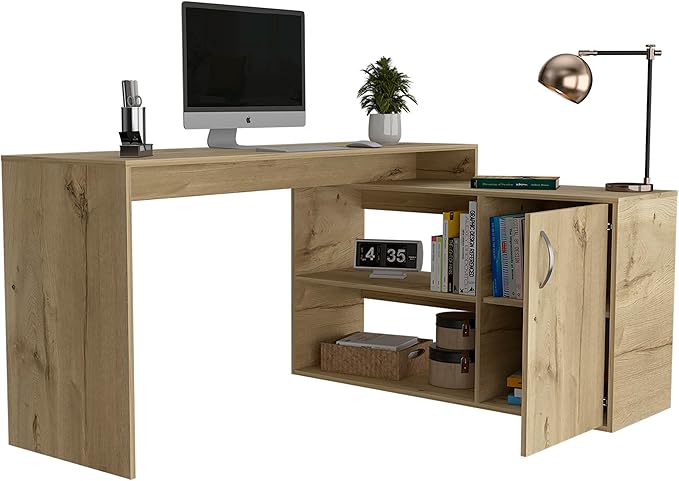 NicBex Kimberly-DW-00204-LWJ Home Office Desks, 59.64"x45.86"x30.11", Light Oak - LeafyLoom
