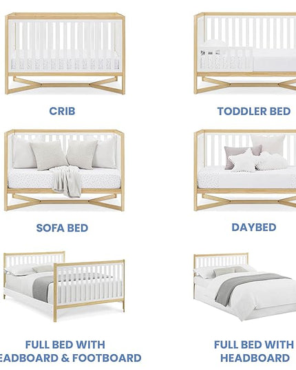 Delta Children Tribeca 4-in-1 Baby Convertible Crib, Bianca White/Natural - LeafyLoom