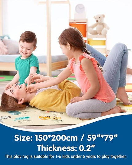 Booooom Jackson ABC Kids Classroom Rugs - 5'x6'6" Educational Numbers and Animal Carpet for Preschool, Classroom, and Kid's Room Safety and Learning - Alphabet Rug for Boys and Girls - LeafyLoom