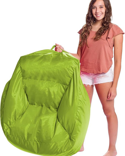 Posh Creations Structured Comfy Seat for Playrooms and Bedrooms, Large Bean Bag Chair, Coronado Chair, Lime - LeafyLoom