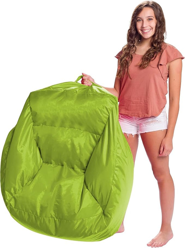Posh Creations Structured Comfy Seat for Playrooms and Bedrooms, Large Bean Bag Chair, Coronado Chair, Lime - LeafyLoom