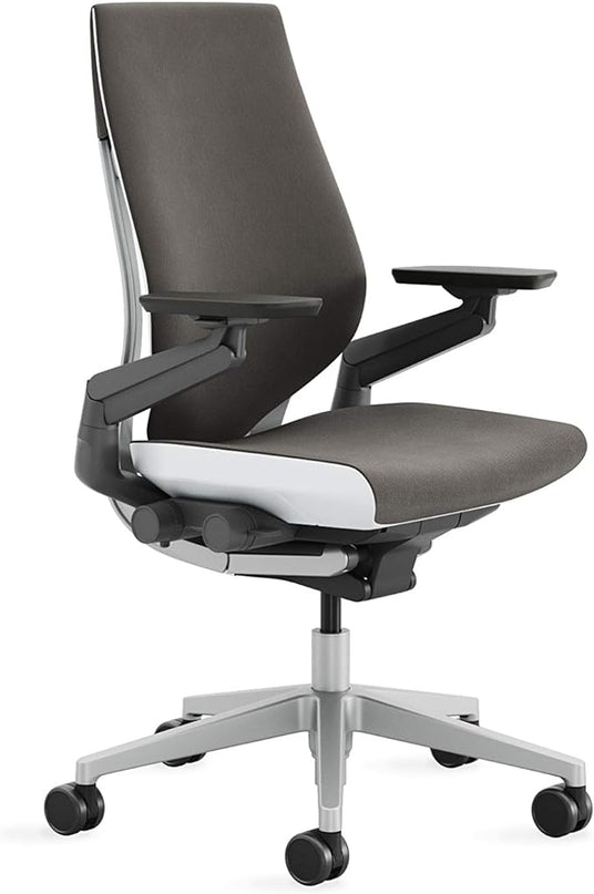 Steelcase Gesture Office Chair - Ergonomic Work Chair with Wheels for Carpet - Comfortable Office Chair - Intuitive-to-Adjust Chairs for Desk - 360-Degree Arms - Graphite Gray Fabric - LeafyLoom