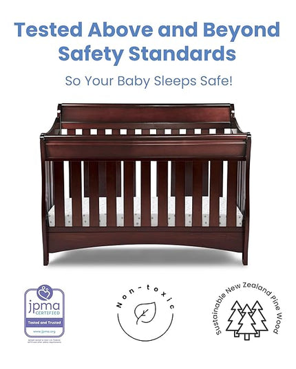 Delta Children Bentley S Series 4-in-1 Convertible Baby Crib, Black Cherry Espresso - LeafyLoom