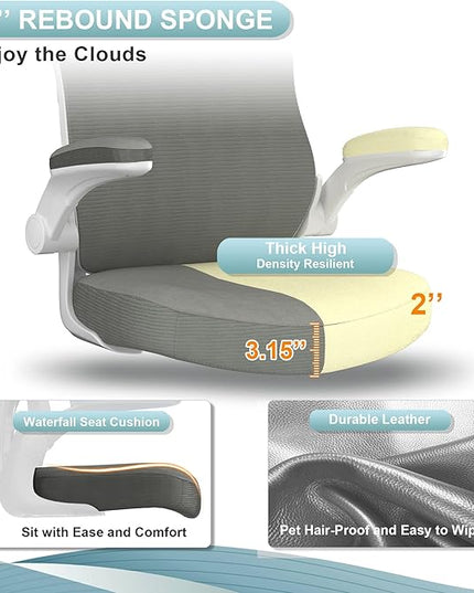Office Chair, High Back Desk Chair Adjustable Height and Ergonomic Design Home Office Computer Chair Executive Lumbar Support Padded Flip-up Armrest Swivel Task Chair - LeafyLoom