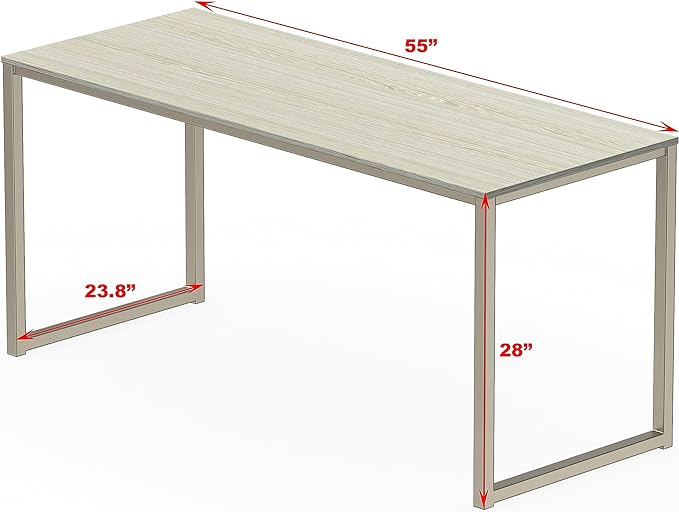 SHW Home Office 55-Inch Computer Desk, 24" Deep, Maple - LeafyLoom