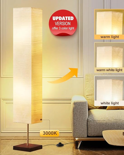 Floor Lamp for Living Room, Led Floor Lamp Column Floor Lamp Standing Lamp Corner Floor Lamp Modern Floor Lamp for Bedroom, Office& Living Room-Beige(Bulbs Included) - LeafyLoom
