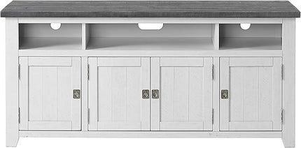 Martin Svensson Home Foundry 65" TV Stand, White Stain with Grey Top - LeafyLoom