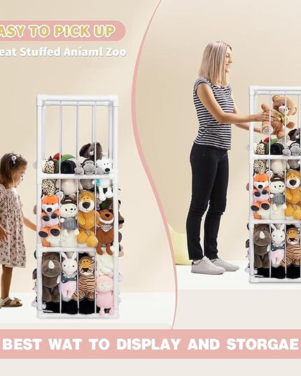Original Stuffed Animal Zoo, Large Stuffed Animals Storage, Toy Storage Organizer for Plush Toy Holder, Perfect Stuffed Animals Ideas for Toddler Boys Girls, Nursery Play Room - LeafyLoom