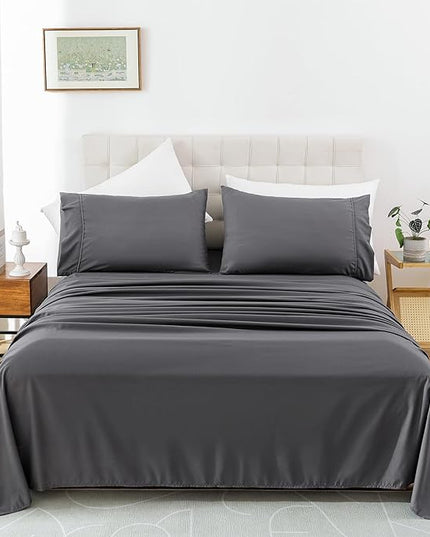 Whitney Home Textile Queen Sheet Set - 4 Piece Soft Breathable Bed Sheets for Queen Size Bed, Deep Pocket Lxuury Brushed Sheets, Hotel Bedding Sheets and Pillowcases, Wrinkle Free Oeko-Tex Sheets - LeafyLoom