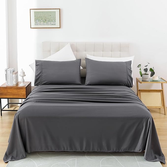 Whitney Home Textile Queen Sheet Set - 4 Piece Soft Breathable Bed Sheets for Queen Size Bed, Deep Pocket Lxuury Brushed Sheets, Hotel Bedding Sheets and Pillowcases, Wrinkle Free Oeko-Tex Sheets - LeafyLoom