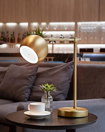 Globe Electric 52915 Molly 18" Desk Lamp, Matte Brass, Black Fabric Cord, in-Line On/Off Rocker Switch, Title 20 LED Bulb Included - LeafyLoom