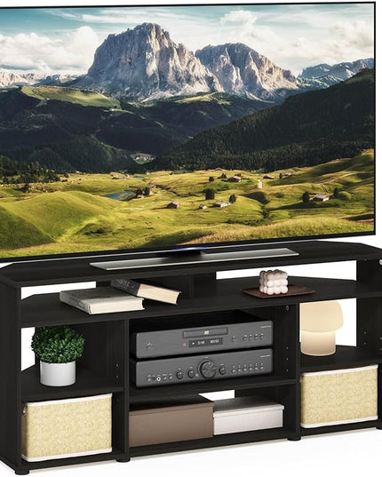 Furinno Jensen Entertainment Center, 55 Inch TV Size, Espresso - LeafyLoom