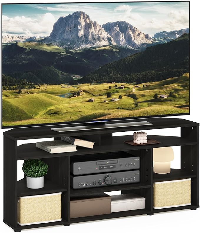 Furinno Jensen Entertainment Center, 55 Inch TV Size, Espresso - LeafyLoom