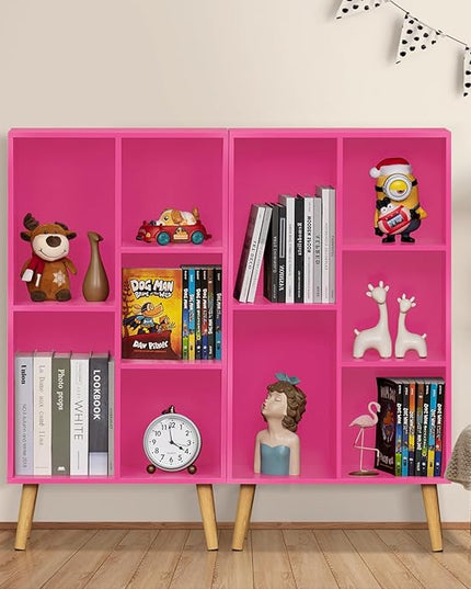 LEYAOYAO Bookshelf,3 Tier Book Shelf with Legs,Pink Modern Bookshelf,Large Freestanding Open Modern Bookshelves,Display Bookcases Decor Furniture for Nursery - LeafyLoom