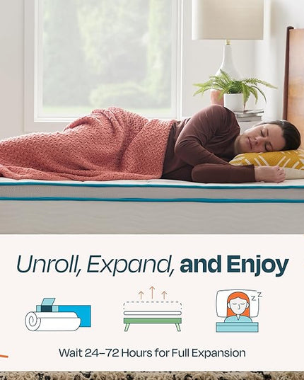 Linenspa 10 Inch Memory Foam and Spring Hybrid Mattress - Medium Feel - Bed in a Box - Quality Comfort and Adaptive Support - Breathable - Cooling - Guest Bedroom - California King Size - LeafyLoom