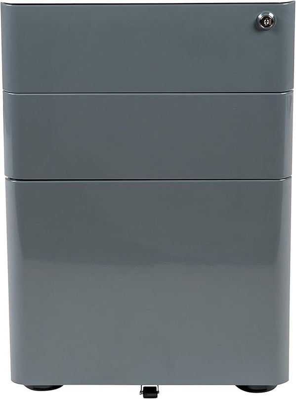 Flash Furniture Warner Modern 3-Drawer Mobile Locking Filing Cabinet with Anti-Tilt Mechanism & Letter/Legal Drawer, White with Charcoal Faceplate - LeafyLoom
