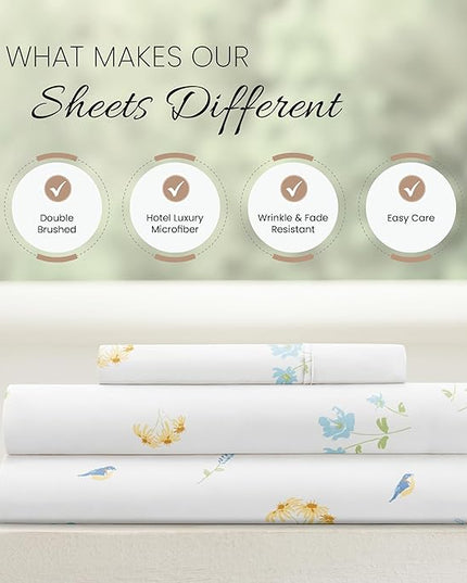 Linen Market 3 Piece Twin Bedding Sheet Set (Light Blue Floral) - Sleep Better Than Ever with These Ultra-Soft & Cooling Bed Sheets for Your Twin Size Bed - Deep Pocket Fits 16" Mattress - LeafyLoom