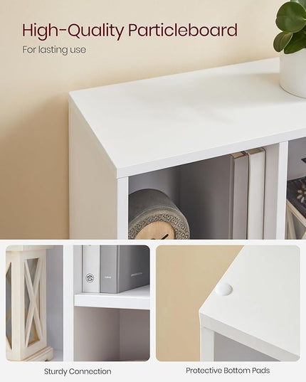 VASAGLE Bookcase, Bookshelf with 5 Compartments, Freestanding Shelves and Cube Organizer, Display Shelf for Small Spaces, for Living Room, Bedroom, and Home Office, White ULBC25WT - LeafyLoom