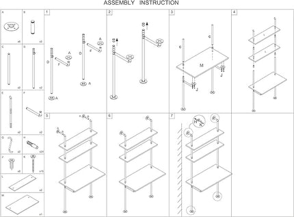 MAIKAILUN White and Gold Desk, 36" Ladder Desk, Wall Mount Computer Writing Table Pipe Shelf Shelving Mini Narrow Industrial Modern for Small Spaces(36x20x81) - LeafyLoom