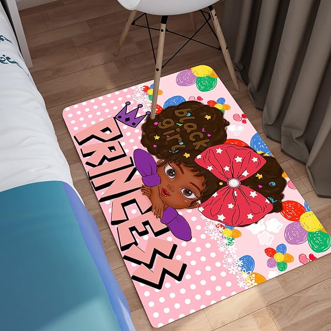 Black Girls for Bedroom Girls Room Rug African American Girls Rugs Bedroom Decor Rugs Princess Room Decor Rugs for Teen Girls Living Room Soft Floor Rugs, Pink, 2'×3' - LeafyLoom