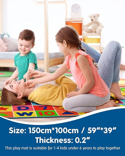 Booooom Jackson Kids ABC Rug Play Mat for Toddlers 39X59 inches,Alphabet Numbers Shapes Baby Mat for Floor Educational Learning Daycare Playroom Nursery Rug Non-Slip Backing - LeafyLoom