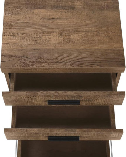 Monarch Specialties 7400, Rolling Mobile, Storage, Printer Stand, Office, Work, Laminate, Brown, Contemporary, Modern Filing Cabinet-3 Drawer Reclaimed Wood/Castors, 18.25" L x 17.75" W x 25.25" H - LeafyLoom