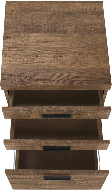 Monarch Specialties 7400, Rolling Mobile, Storage, Printer Stand, Office, Work, Laminate, Brown, Contemporary, Modern Filing Cabinet-3 Drawer Reclaimed Wood/Castors, 18.25" L x 17.75" W x 25.25" H - LeafyLoom