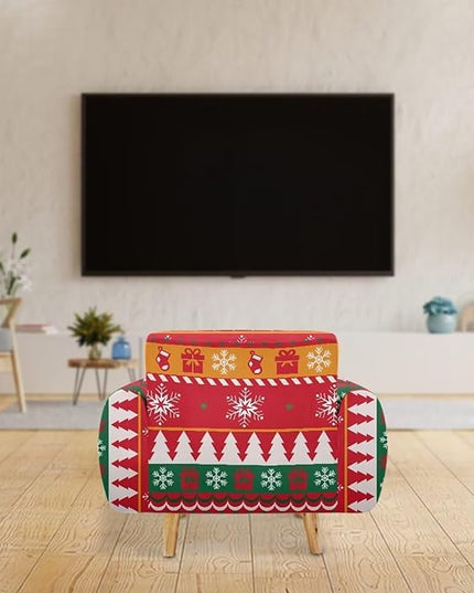 FKELYI Red Christmas Sofa Furniture Protector Easy Going Stretch Sofa Slipcover Comfortable Sofa Couch Cover with Elastic Bottom S FKELYI