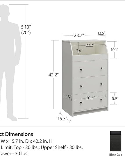 Ameriwood Home The Loft 3 Drawer Dresser, White - LeafyLoom