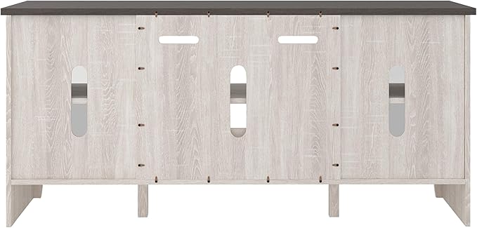 Signature Design by Ashley Dorrinson Farmhouse TV Stand with Fireplace Option, Fits TVs up to 58", Whitewash - LeafyLoom