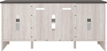 Signature Design by Ashley Dorrinson Farmhouse TV Stand with Fireplace Option, Fits TVs up to 58", Whitewash - LeafyLoom