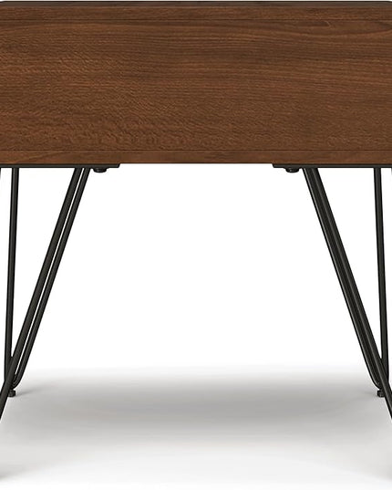 SIMPLIHOME Hunter End Table, 22 inch, Walnut Veneer - LeafyLoom
